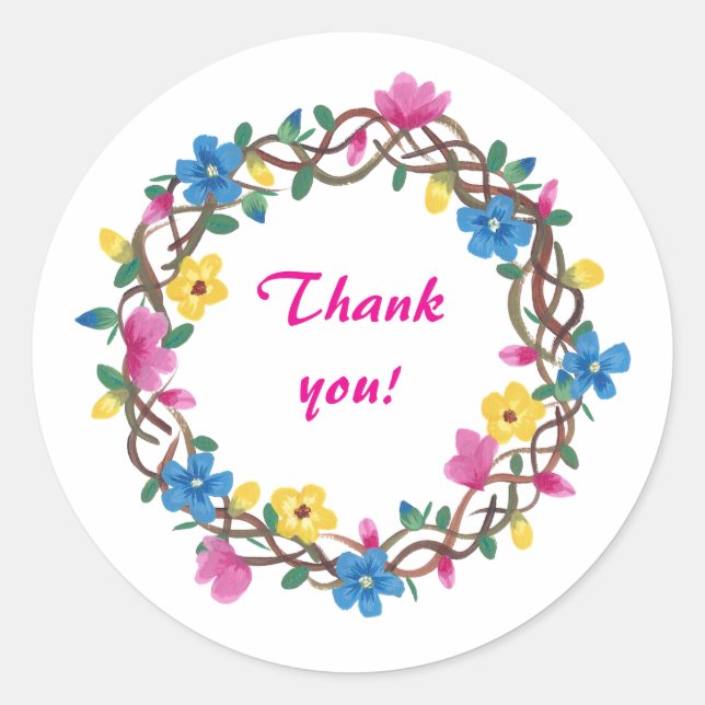 Thank you Floral Wreathe Stickers (Devant)