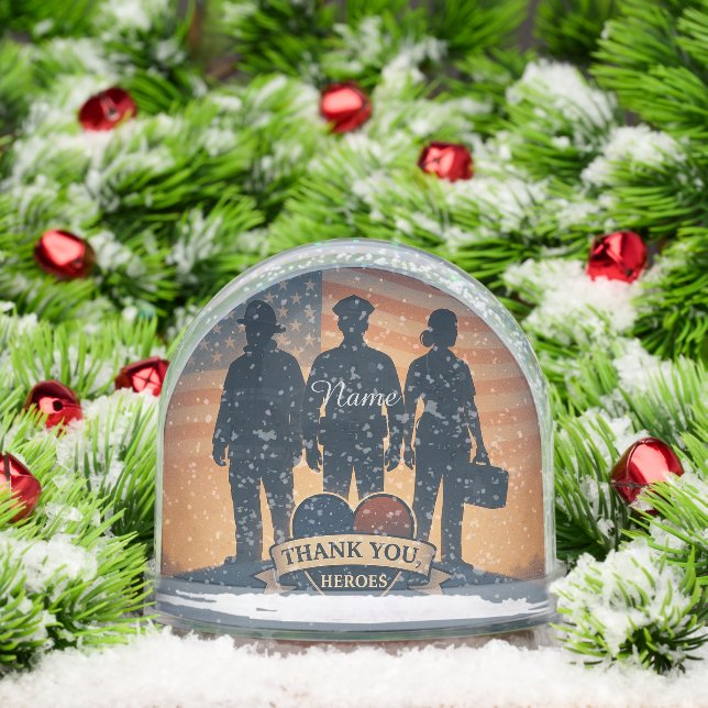 "Thank You, Heroes" First Responder Snow Globe (Noël)