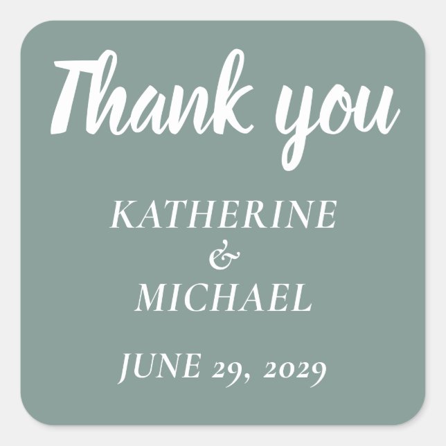 Thank You Modern Sage Wedding Stickers (Devant)