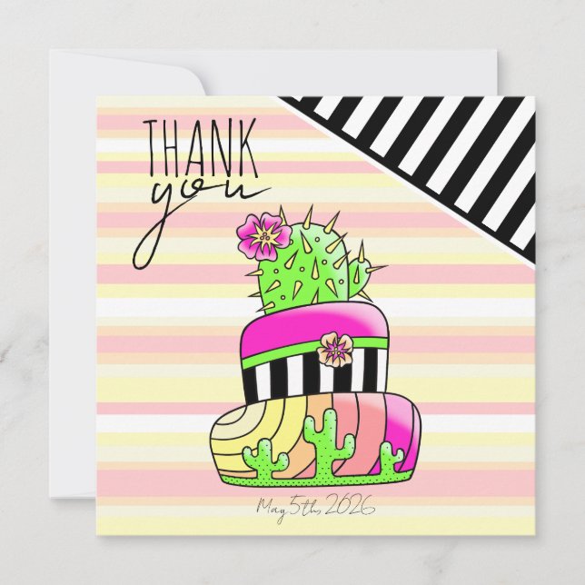 "Thank You" Neon Cactus Invitation (Devant)