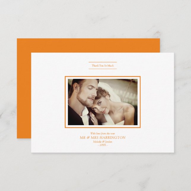 Thank You Orange Chic Newlyweds Photo Wedding (Devant / Derrière)