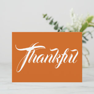 Thankful orange calligraphie carte d'action de grâ