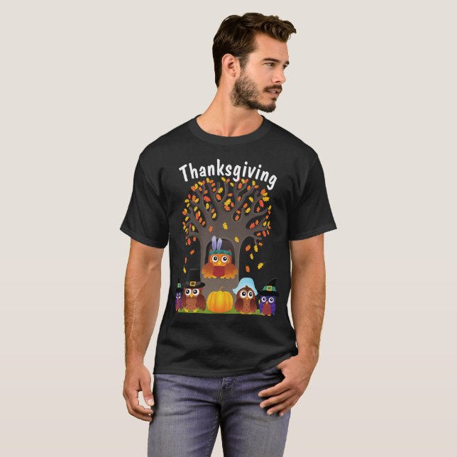 Thanksgiving arbre avec chou mignon T-shirt (Devant entier)