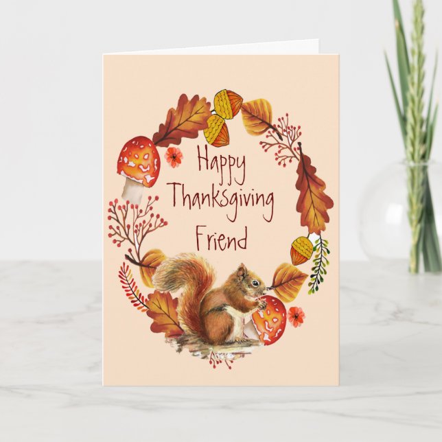 Thanksgiving Automne Wreath Friend Carte de vacanc (Devant)