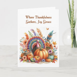Thanksgiving Boho Turquie Carte de vacances pliée