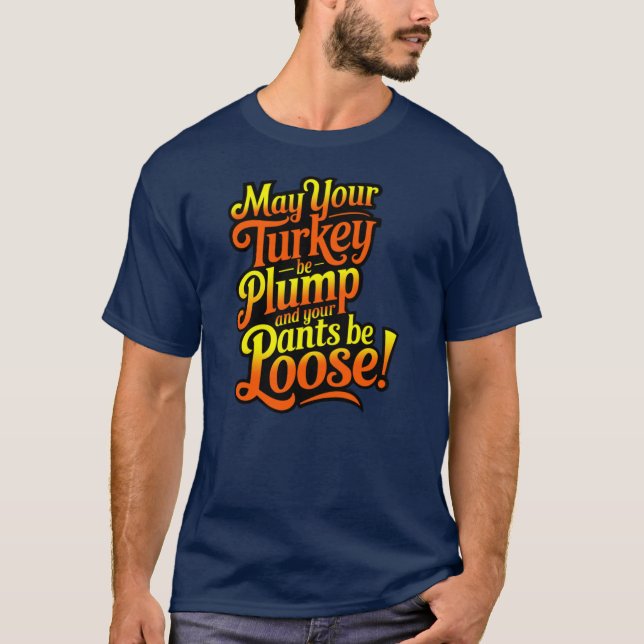Thanksgiving, Cartoon Farmer Turkey, T-Shirt (Devant)