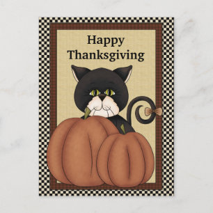 Thanksgiving Cats saluant carte postale