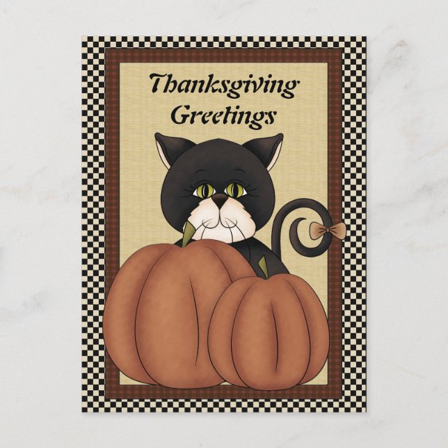 Thanksgiving Cats saluant carte postale (Devant)