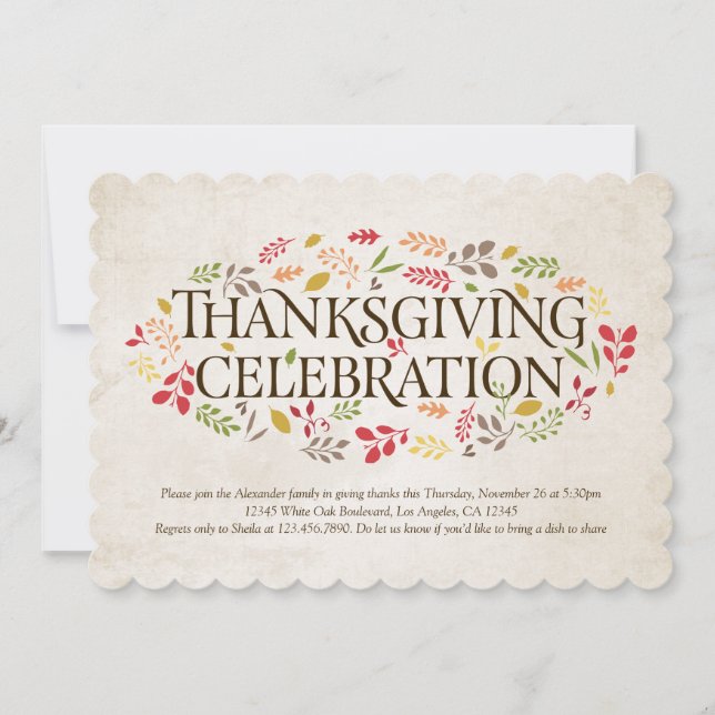 Thanksgiving Celebration Foliage Invitation (Devant)