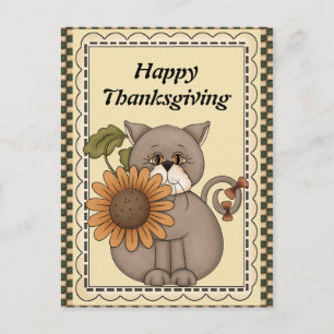 Thanksgiving Chat saluant carte postale