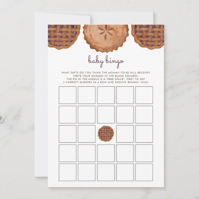 Thanksgiving Cutie Pie Baby Bingo Baby shower Jeu (Devant)