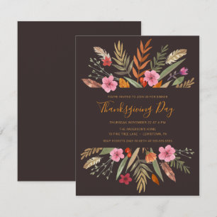 THANKSGIVING DÎNER INVITATION BOTANICAL FALL FOLIA