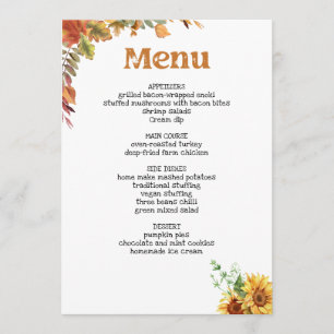 Thanksgiving dîner menu style 07.retro fall