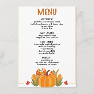 Thanksgiving dîner menu style 10.retro automne