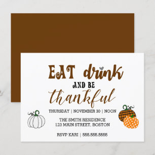 Thanksgiving Eat Drink Et Carte De Soirée De Remer
