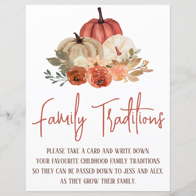 Thanksgiving Famille Traditions Jeu, Baby shower (Devant)