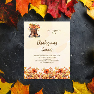 Thanksgiving fête fleurie bottes invitation budget