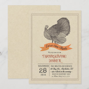 Thanksgiving Invitation Turquie Vintage