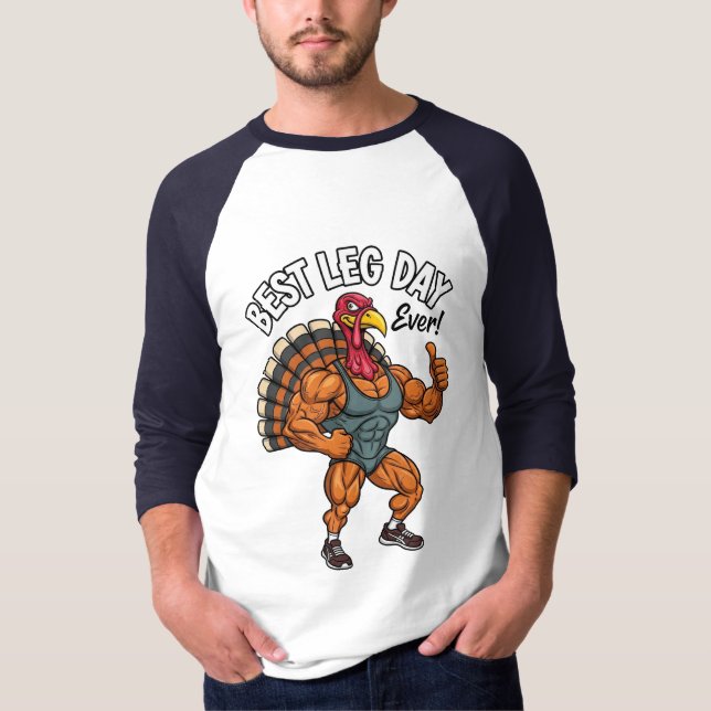 Thanksgiving Leg Day 3/4 Sleeve Raglan T-Shirt (Devant)