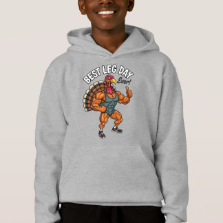 Thanksgiving Leg Day Kids Pullover Hoodie