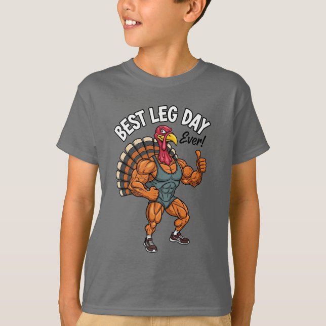Thanksgiving Leg Day Kids T-Shirt (Devant)