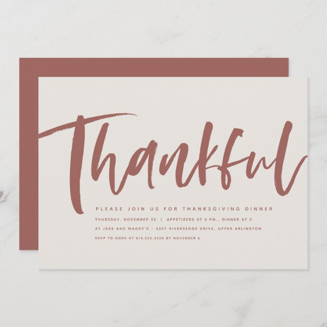 Thanksgiving mauve de script Thanksgiving invitati (Devant / Derrière)