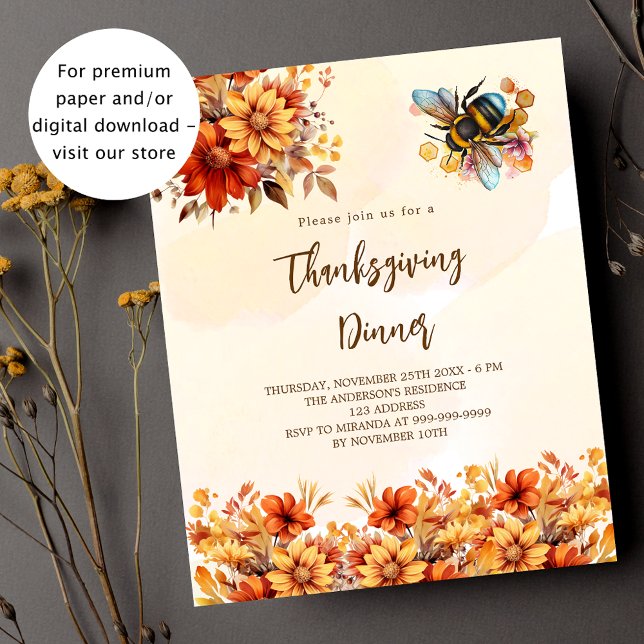 Thanksgiving oranges florales invitation (Créateur téléchargé)