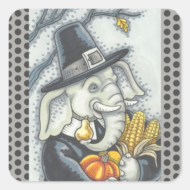 THANKSGIVING PACHYDERM, PILGRIM ELEPHANT STICKERS (Devant)