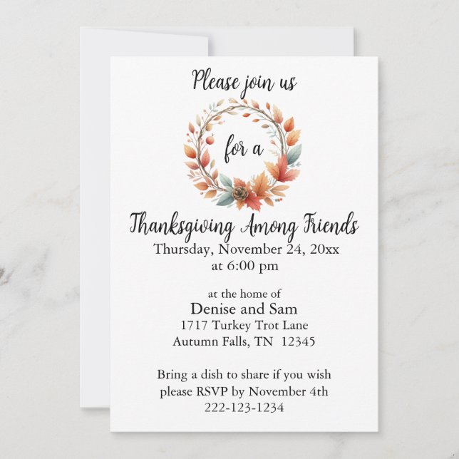 Thanksgiving Parmi Les Amis Invitation (Devant)