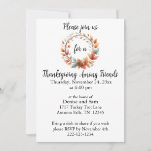 Thanksgiving Parmi Les Amis Invitation