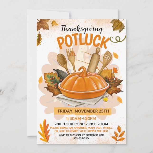 Thanksgiving Potluck Invitation (Devant)