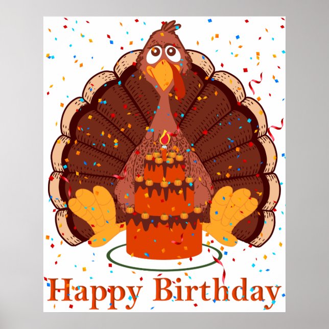Thanksgiving Time Happy Birthday Poster (Devant)