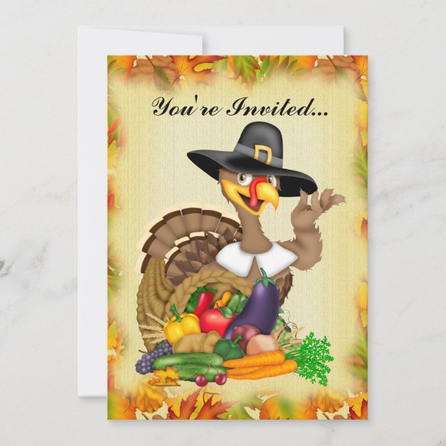 Thanksgiving Turkey ajouter des mots Invitation (Devant)