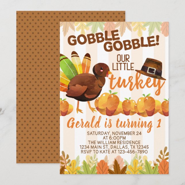 Thanksgiving Turquie Anniversaire Invitation Invit (Devant / Derrière)