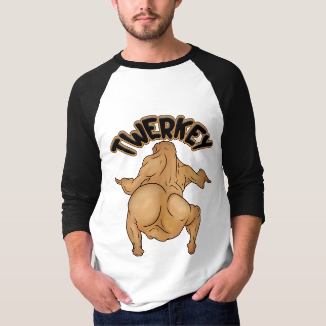 Thanksgiving Twerkey 3/4 Sleeve Raglan T-Shirt (Devant)
