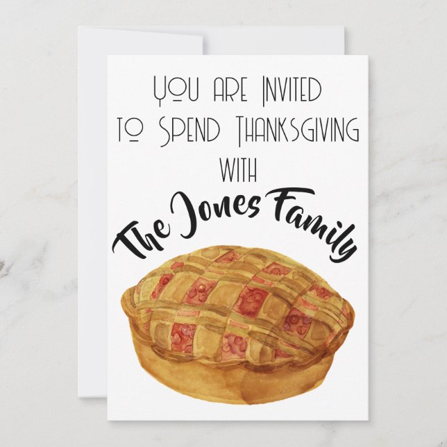 Thanksgiving Watercolor Cherry Pie Invitation (Devant)