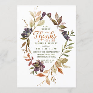 Thanksgiving Watercolor Fall Foliing Invitation