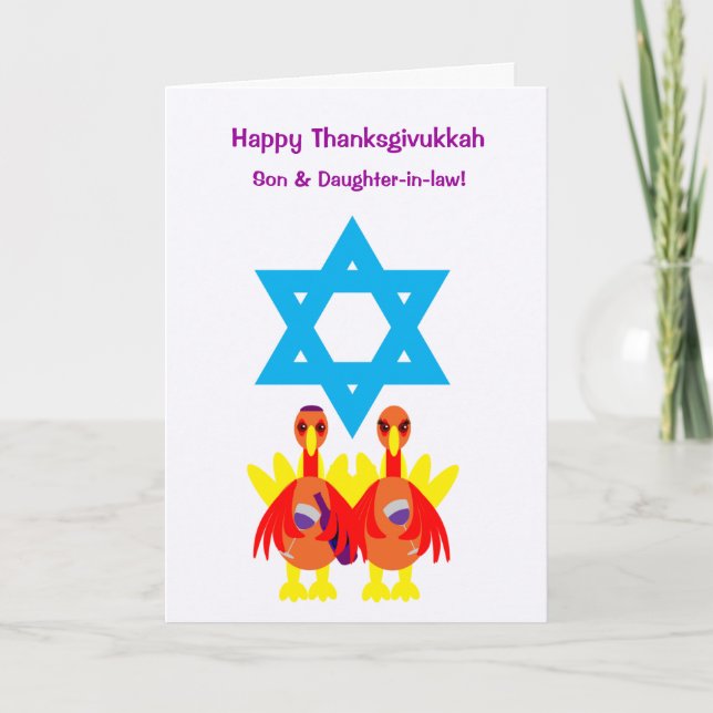 Thanksgivukkah Funny Turkeys Carte de voeux des vi (Devant)