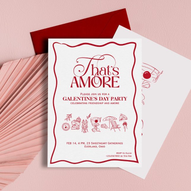 “That’s Amore” GALENTINES Red Party Invitation (Créateur téléchargé)