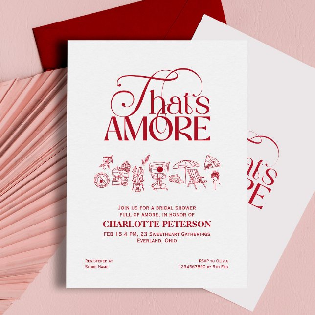 That’s Amore Red Bridal Shower invitation (Créateur téléchargé)