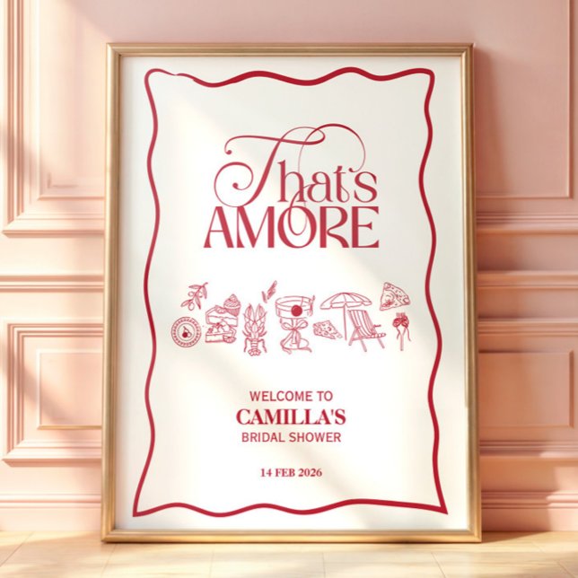 That’s Amore Red hand drawn Bridal Shower poster (Créateur téléchargé)