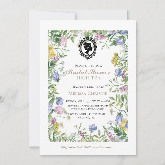 thé à haute heure jardin fête,belle invitation pas (Devant)