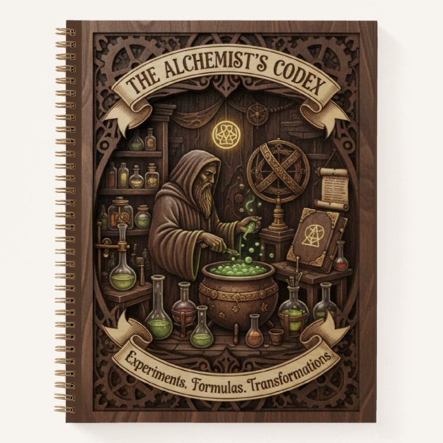 The Alchemist's Codex 3D Wood Carved Journal (Devant)