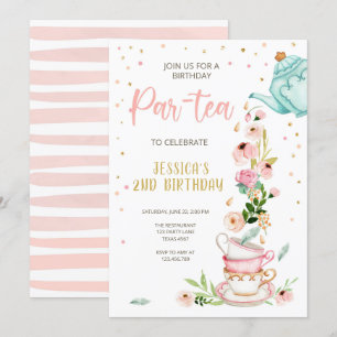 Thé Anniversaire Invitation Fille Fête Par Thé Flo