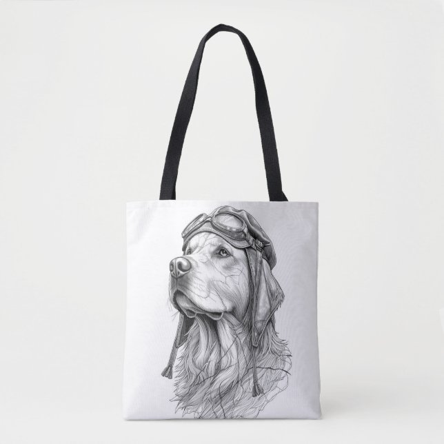 The Aviator: Marble Retriever Pet Tote Bag (Devant)