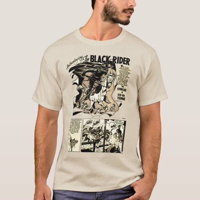 "The Black Rider" Action Comic Strip T-Shirt (Devant)