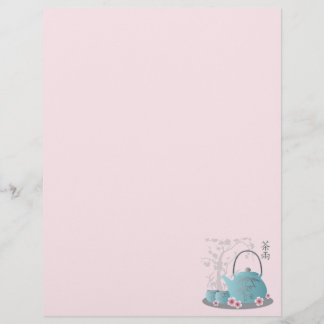 thé bleu asiatique set cerisier fleur design graph