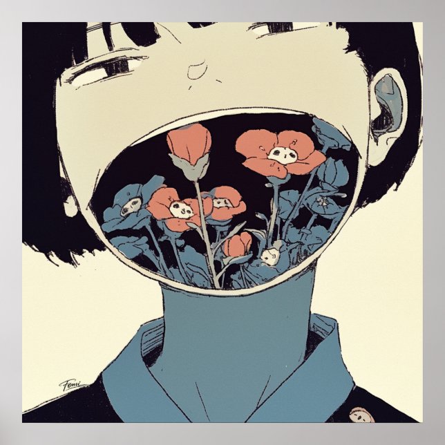 The Bloom of Silence - Surreal Graphic Art Poster (Devant)