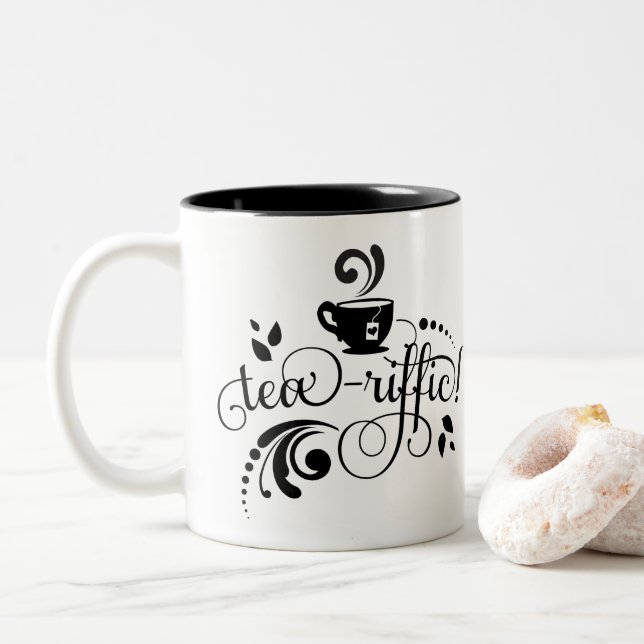 Thé, Boisson De Thé, Mug De Thé, Typographie Noire (Avec donut)
