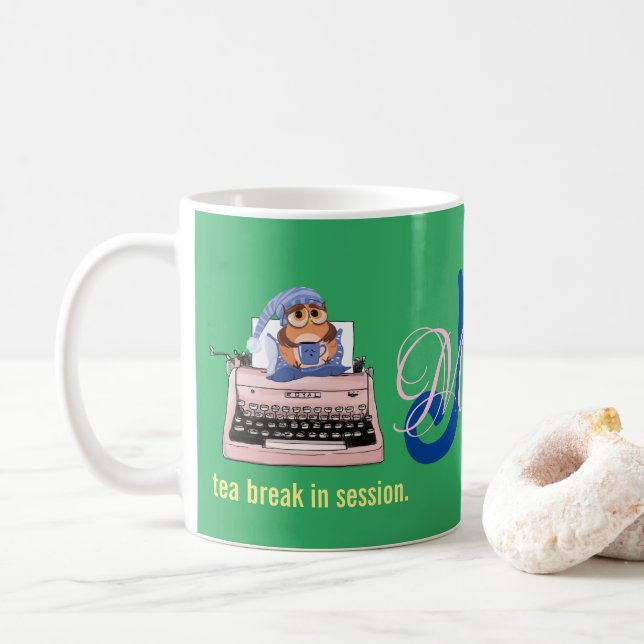 Thé Break Machine à écrire Mug (Avec donut)